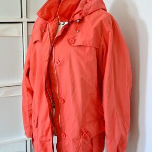 LAND'S END Size XL (18-20) WATERPROOF 3/4 length RAIN Jacket ~ CORAL ~ EUC